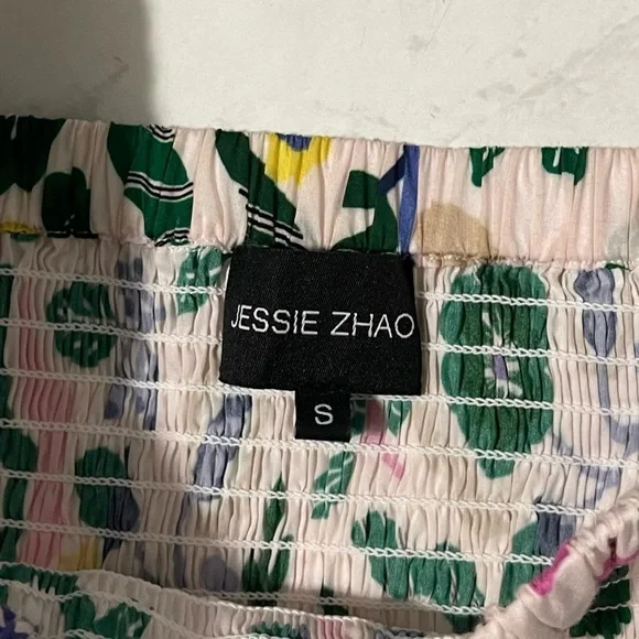 Jesse Zhao New York Emerald Smocked Puff Sleeve Midi Dress Size Small - Picture 6 of 7